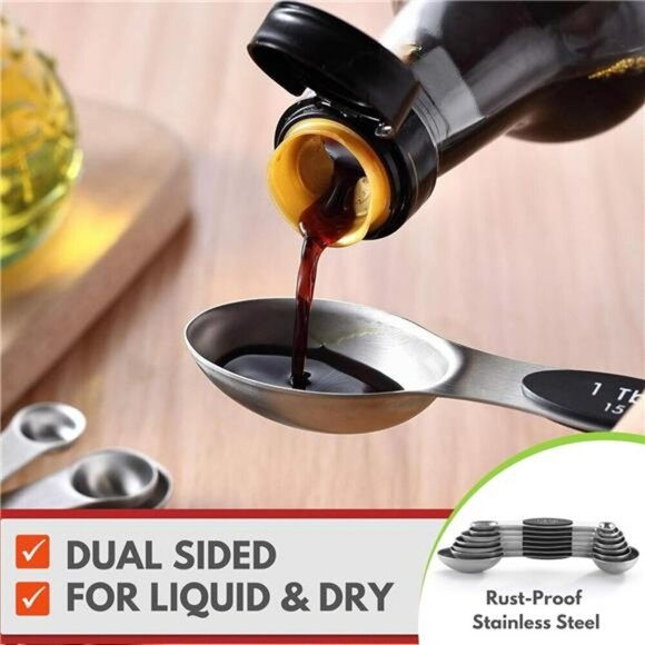 Magnetic Measuring Spoons Set with Strong N45 Magnets Heavy Duty BPA Free Black - Picture 5 of 7